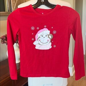 Christmas top red long sleeve girls M 7 8